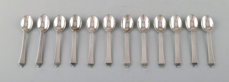 Georg Jensen "Pyramid" silver cutlery. Twelve coffee spoons in sterling silver.

