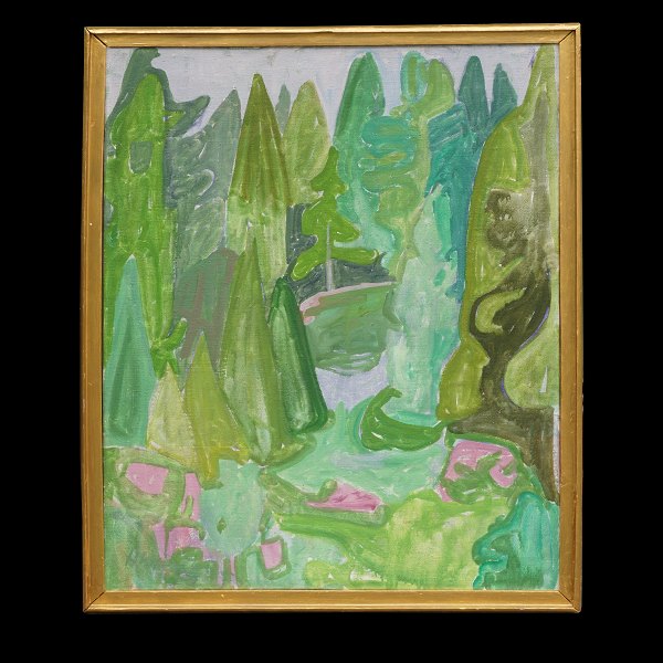 Harald W. Lauesen, 1913-89, oil on canvas: Landscape. Signed. Visible size: 
84x64cm. With frame: 88x68cm