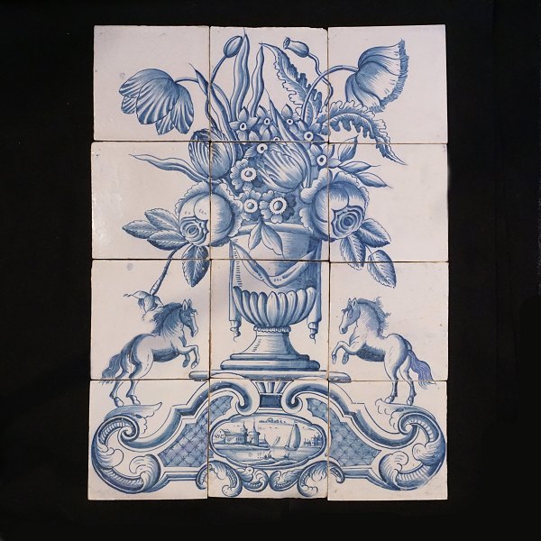 A 18th century blue decorated Dutch tile picture. Harlingen circa 1790. Size: 
52x39cm