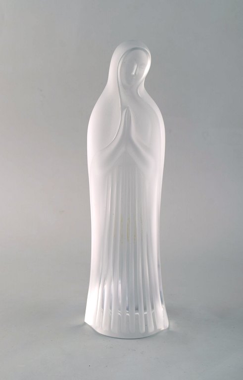 Lalique. Madonna figur i klart kunstglas. 1960