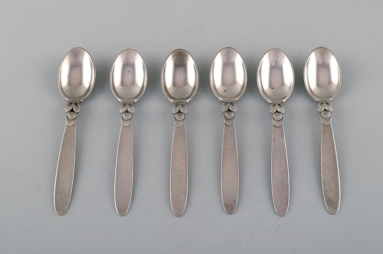 Six Georg Jensen "Cactus" coffee spoons in sterling silver.
