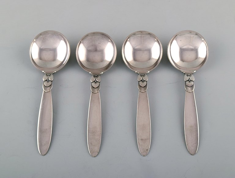 Four Georg Jensen "Cactus" boullion spoons in sterling silver.
