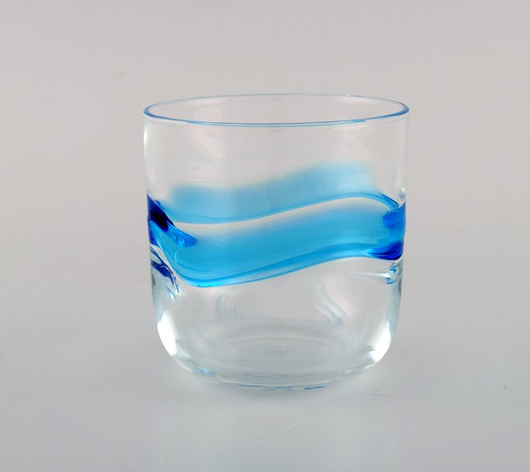 Christel & Christer Holmgren for Holmegaard. Blå Time glass of clear and blue 
art glass. 1970