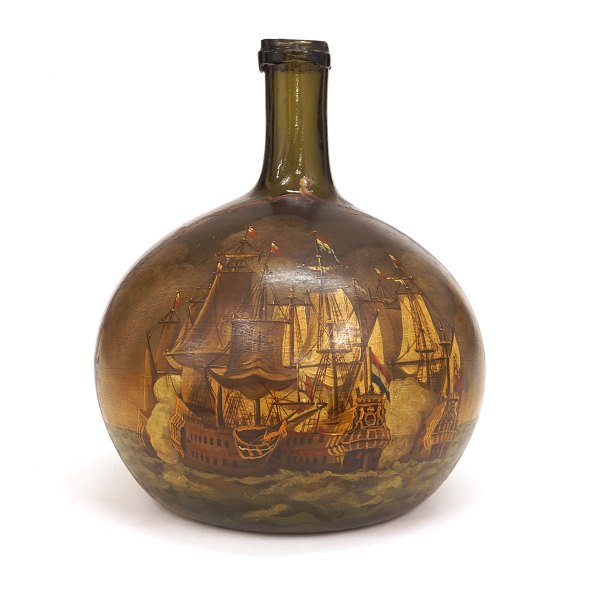 Grosse Holländische Flasche mit maritimen Motiv. Holland 18. Jahrhundert. H: 
26cm