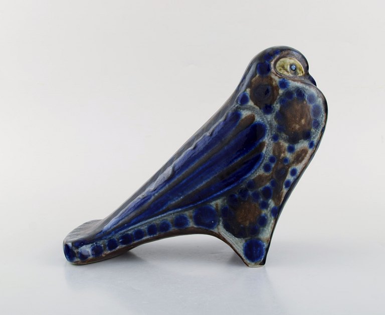 European studio ceramicist. Unique figure in glazed ceramic. Pigeon. Ca. 1980.
