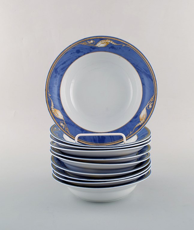 10 Royal Copenhagen "Magnolia" deep plates. Late 20th century.
