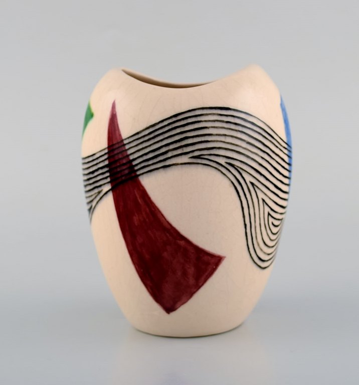 European studio ceramist. Unique vase in glazed ceramics. Dated 1957.
