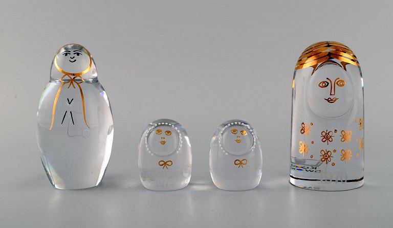 Göran Wärff (b.1933) for Kosta Boda. Four figures in art glass from the series 
