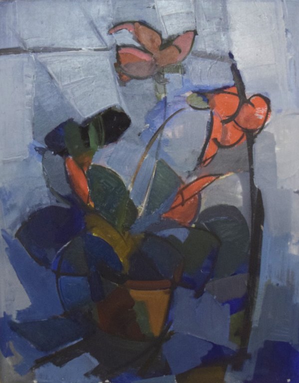 Swedish artist. Oil on canvas. Large still life with flowers. 1960s.
