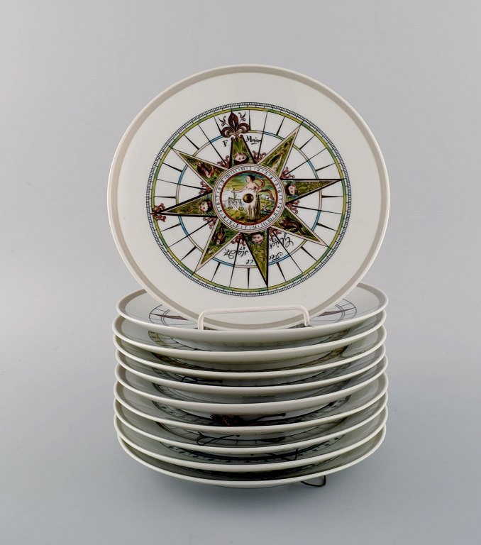 10 Royal Copenhagen decorative plates with compasses. 1970s.
