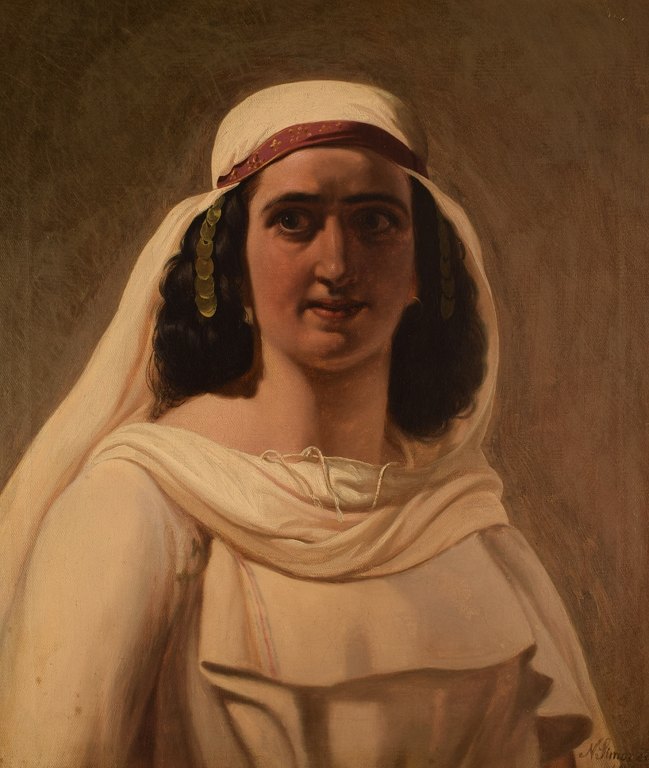 Niels Simonsen (1807-1885). Danish Golden Age painter and orientalist. Oil on 
canvas. Oriental beauty. Dated 1859.
