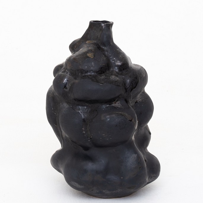 Christina Muff / Eget værksted Organic vase in stoneware with black glaze, H. 34 cm.1 pc. in stockOriginal condition