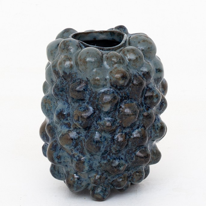 Christina Muff / Eget værksted Organic vase in stoneware with blue-green floating glaze, H. 23 cm1 pc. in stockOriginal condition