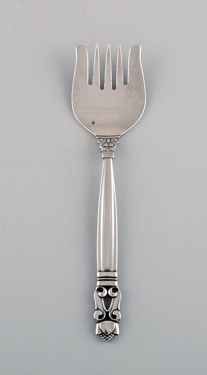 Rare Georg Jensen Acorn five pronged fork in sterling silver.
