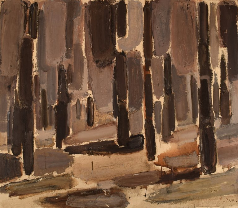 Olle Agnell (1923-2015), Sweden. Oil on canvas. Modernist composition. 1960s.
