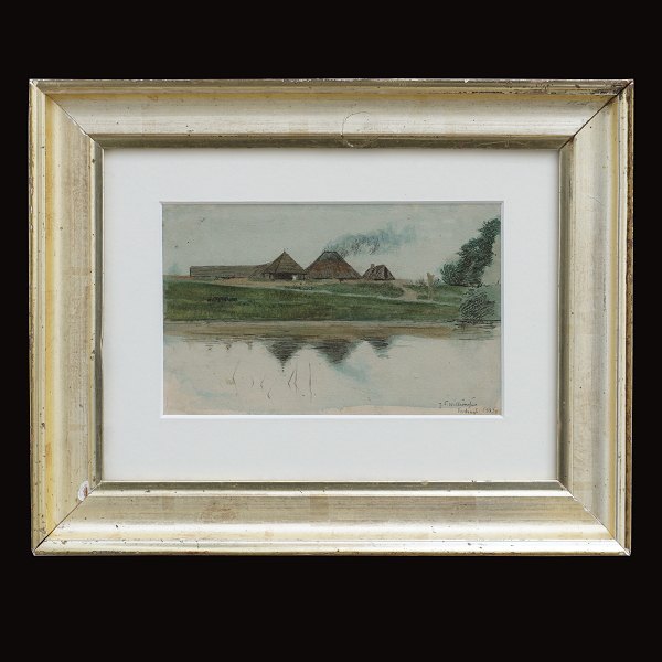 J. F. Willumsen, 1863-1958, watercolor. Signed Vordingborg 1895. Visible size: 
13x20cm. With frame: 27x34cm