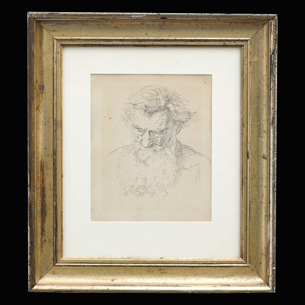 Peder Severin Krøyer drawing. Signed an dated 29.09.1872. Visible size: 20x17cm. 
With frame: 39x34,5cm