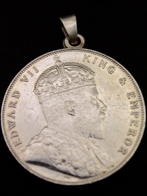 Edward VII one dollar 1907 sterling sølv vedhæng
