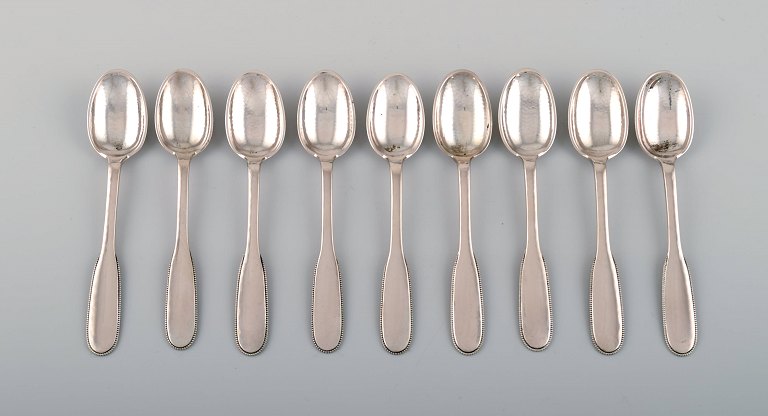 9 Evald Nielsen number 14 teaspoons in hammered silver (830). 1920s.
