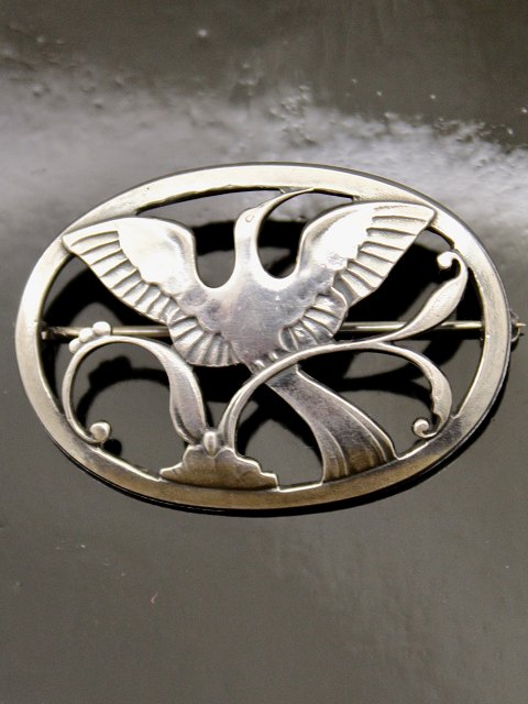 Georg Jensen art deco broche  sterling sølv med paradis fugl