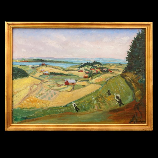 Jens Søndergaard, 1895-1957, oil on canvas. Landscape, Denmark. Signed Jens 
Søndergaard circa 1936. Visible size: 68x93cm. With frame: 77x102cm