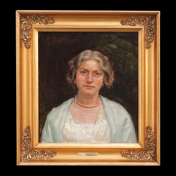 Michael Ancher, Skagen, 1849-1927, oil on canvas. Portrait of a lady. Signed and 
dated 1914. Visible size: 33x30cm. With frame: 45x42cm