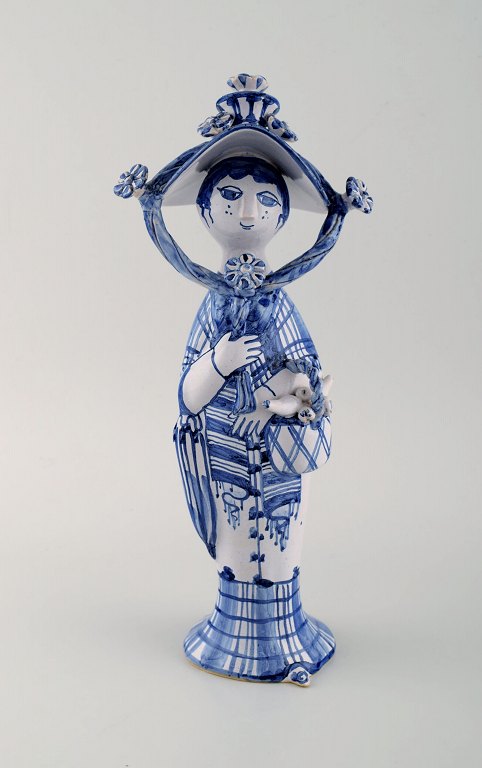 Bjørn Wiinblad unique ceramic figure. "Autumn" in blue "Seasons". Signed and 
dated. 2000.