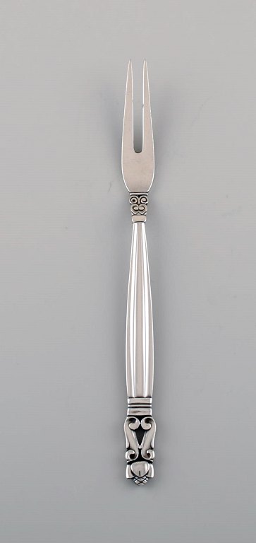Georg Jensen Acorn cold meat fork in sterling silver.
