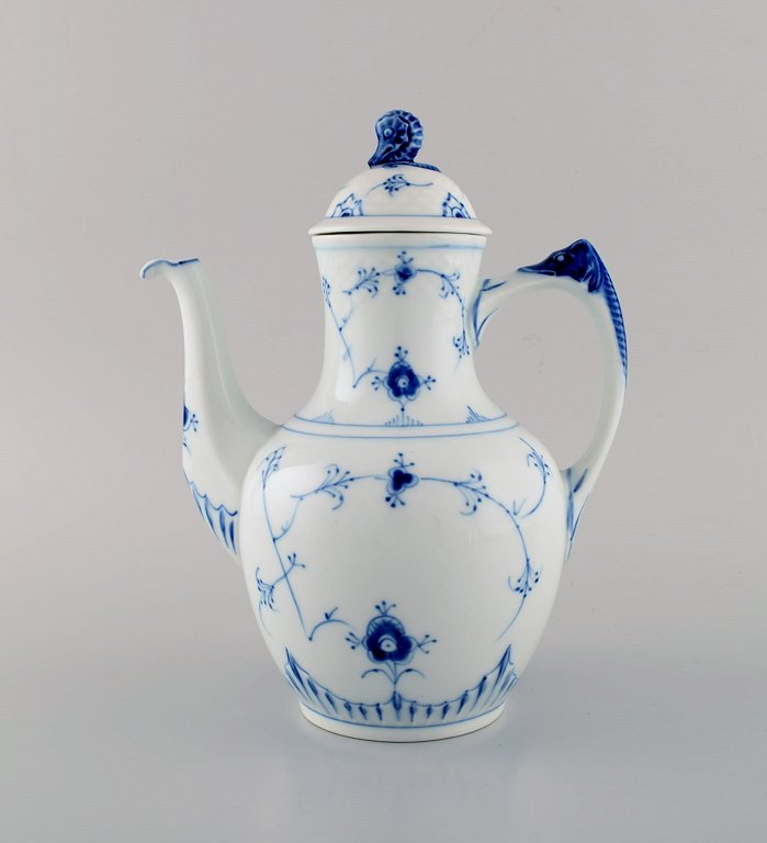 Bing & Grøndahl blue fluted coffee pot. Model number 413. Mid 20th century.
