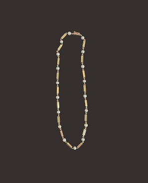 Gold chain with pearls14 carat gold + pearlsL: 41 cm