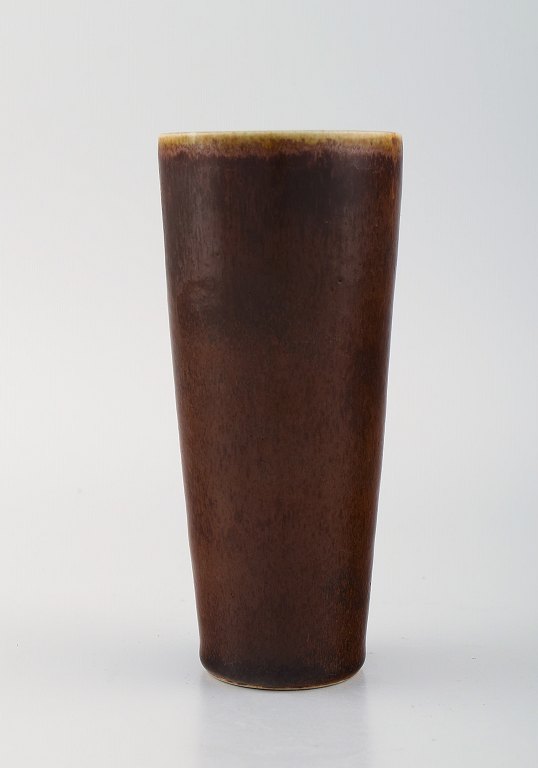 Rörstrand vase i glaseret keramik. Smuk glasur i brune nuancer. 1960