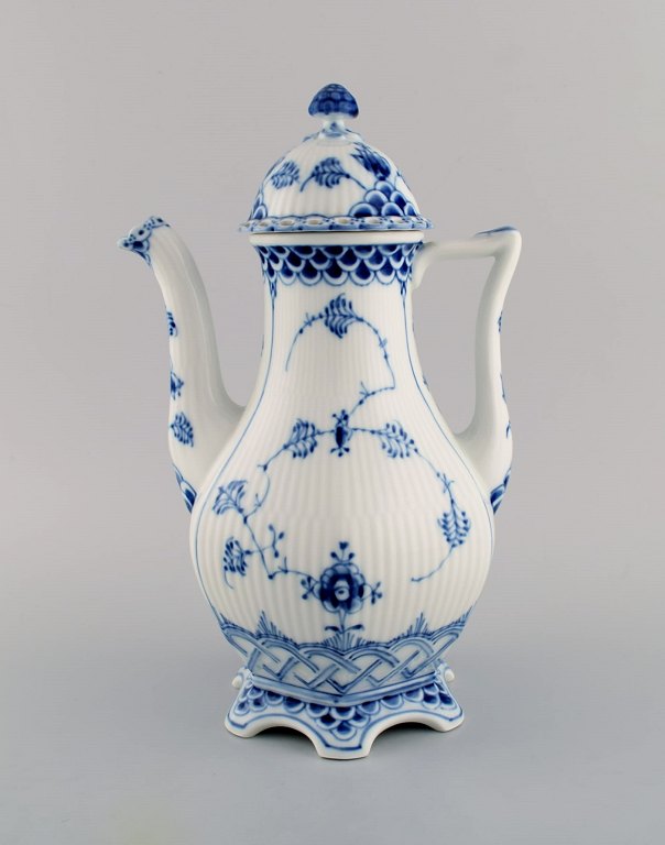 Royal Copenhagen Blue Fluted Full Lace coffee pot in porcelain. Model Number 
1/1202.
