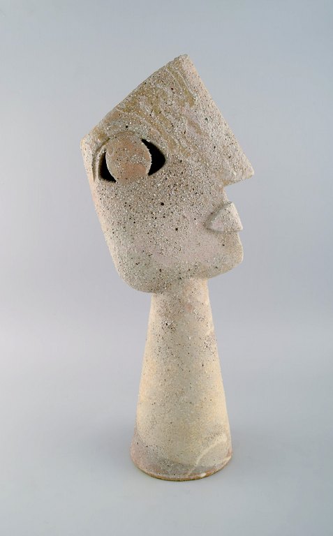 Christina Muff, Danish contemporary ceramicist (b. 1971). Large cubist unique 
sculpture in light stoneware with matt glaze and stones and minerals from 
Denmark