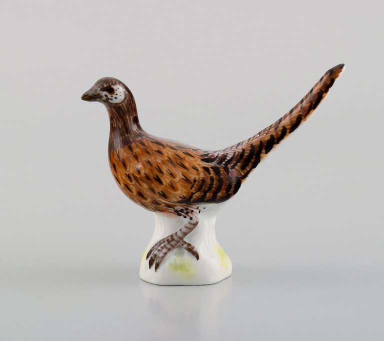 Antique Meissen miniature porcelain figurine. Pheasant. Late 19th century.
