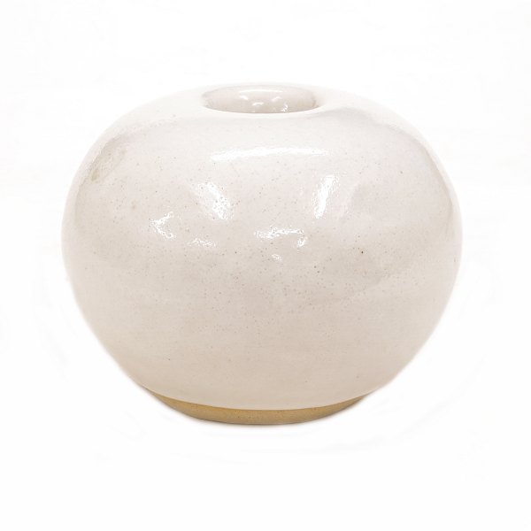 Christian Poulsen, Denmark. White glazed stoenware vase. Signed "Chr P" and 
"H1932". H: 15cm