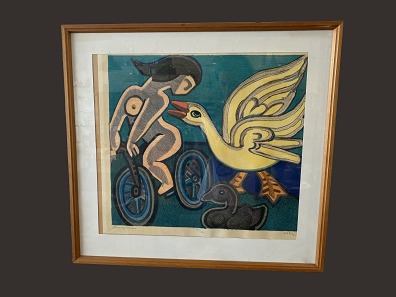 Lithography 98/200 "Leda with the swan"
H: 69 cm W: 50 cm including the frame
Henry Heerup
