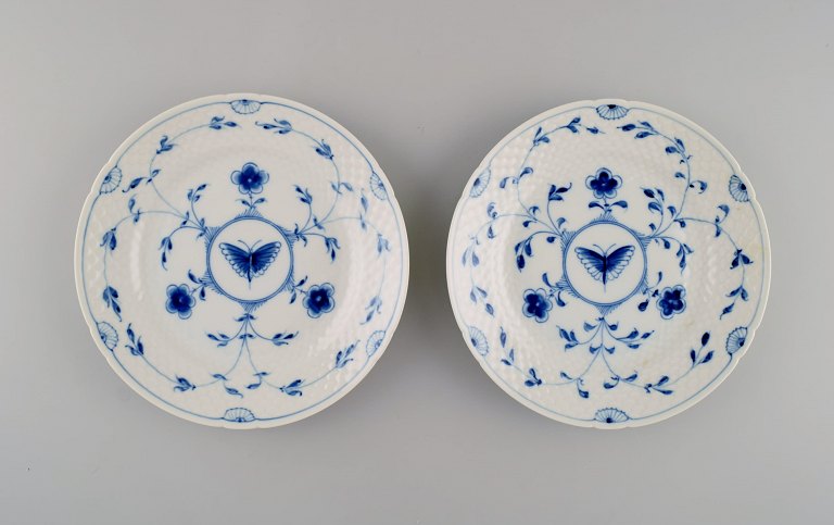 Bing & Grøndahl / B&G, Butterfly. Two plates in hand-painted porcelain. Model 
number 27. Mid 20th century.
