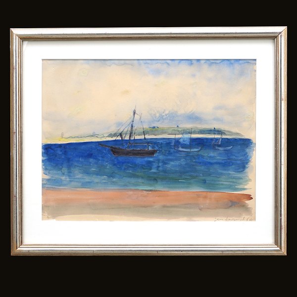 Jens Søndergaard, 1895-1957, watercolor. Signed and dated 1950. Visible size: 
40x52cm. With frame: 56x68cm