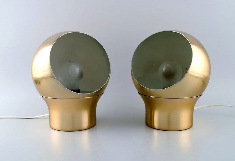 A pair of Hemi table / wall lamps in brass. Klot type 3. Swedish design, 1970s.
