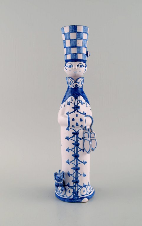 Bjørn Wiinblad unique ceramic figure. "Winter" in blue "Seasons". Signed and 
dated. 1980.
