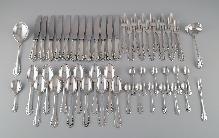 Georg Jensen Lily of the Valley lunch service in sterling silver for twelve 
people.
