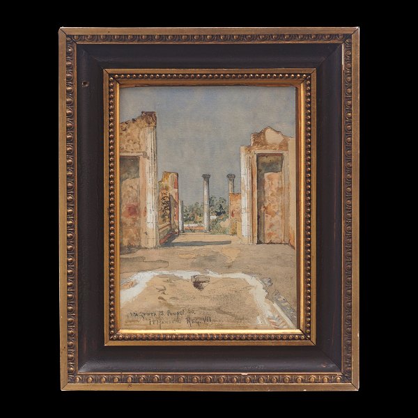 Josef Theodor Hansen, 1848-1912, Aquarell, Pompeji. Signiert. Lichtmasse: 
18x13cm. Mit Rahmen: 26x21cm