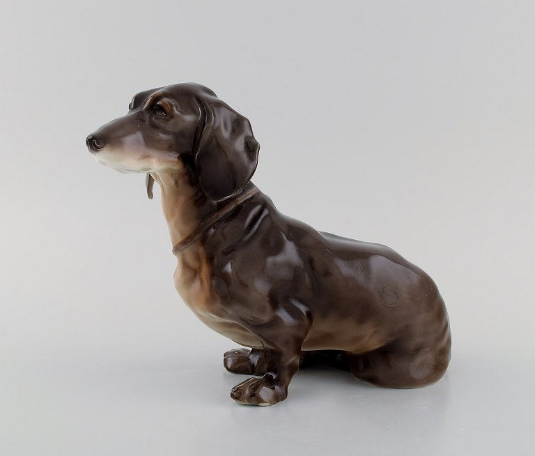 European porcelain maker. Porcelain figure. Seated dachshund. 1930s / 40s.
