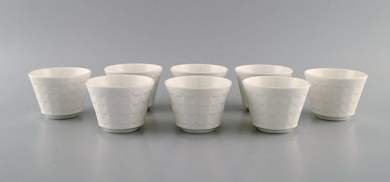 Wilhelm Kåge for Gustavsberg. Eight herb pots in white glazed porcelain. Swedish 
design, 1960s.
