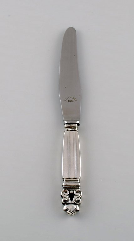 Georg Jensen Konge frokostkniv i sterlingsølv og rustfrit stål. 
