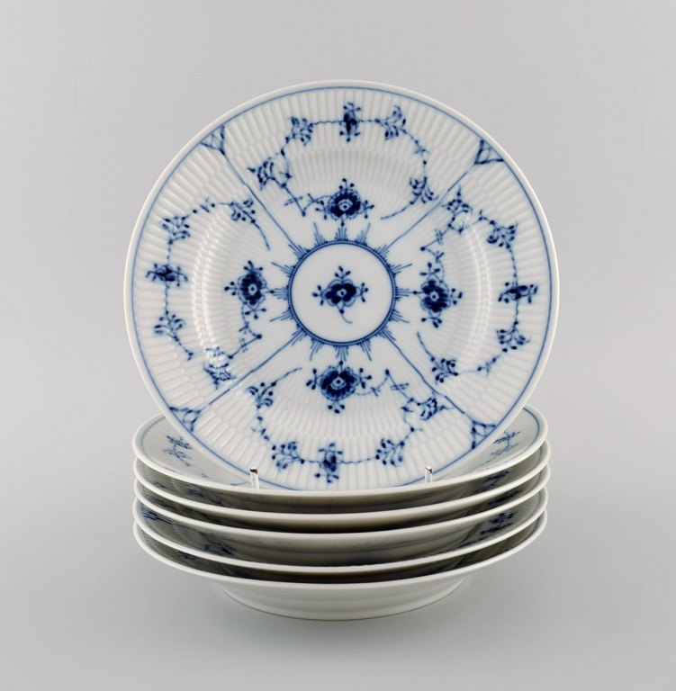 Six Royal Copenhagen Blue Fluted Plain Plates. Model number 1/178.
