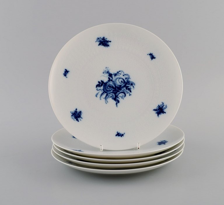 Bjørn Wiinblad for Rosenthal. Five Romanze Blue Flower Porcelain Plates. 1960s.
