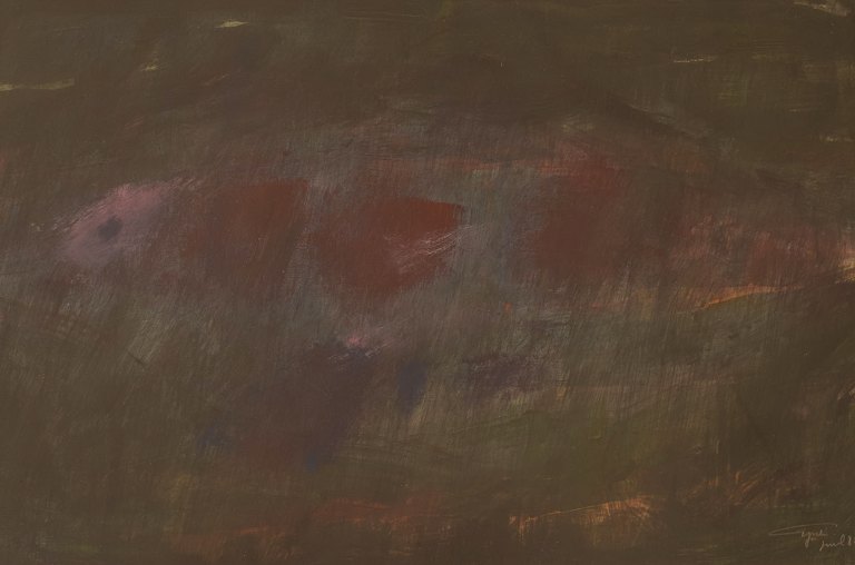 Gérard Cyne (1923-2006), fransk kunstner. Pastel på papir. Abstrakt komposition. 
Dateret 1982.
