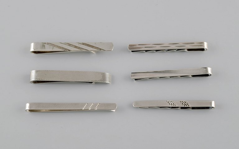 Various Danish silversmiths. Six tie pins in sterling silver. Mid-20th century.
