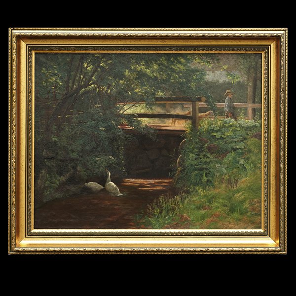 Simon Simonsen, landscape, oil on canvas. Signed and dated 1887. Visible size: 
45x57cm. With frame: 58x70cm